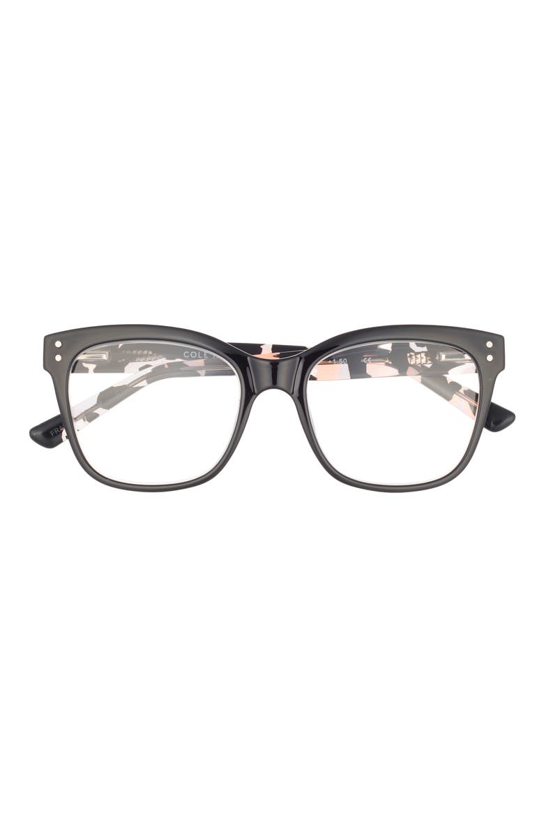 Fashion Dot Square Reading Glasses, Main, color, BLACK