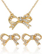 Juicy Couture Pavé Bow Necklace & Stud Earring Set, Gold-Tone
