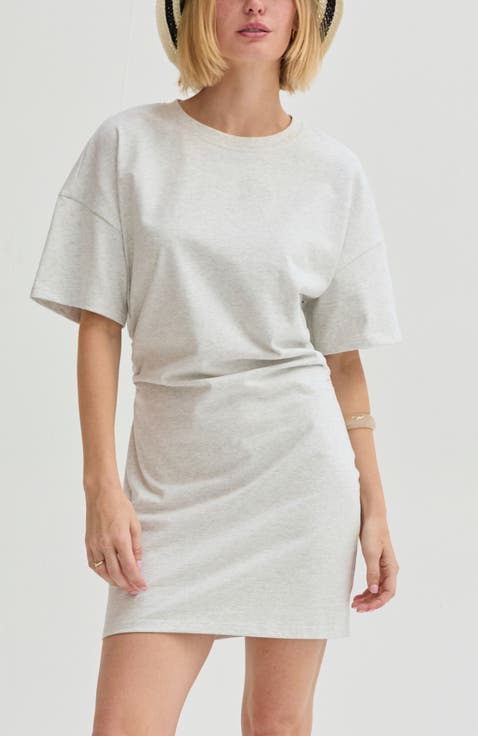 Elbow Sleeve Ruched T-shirt Mini Dress