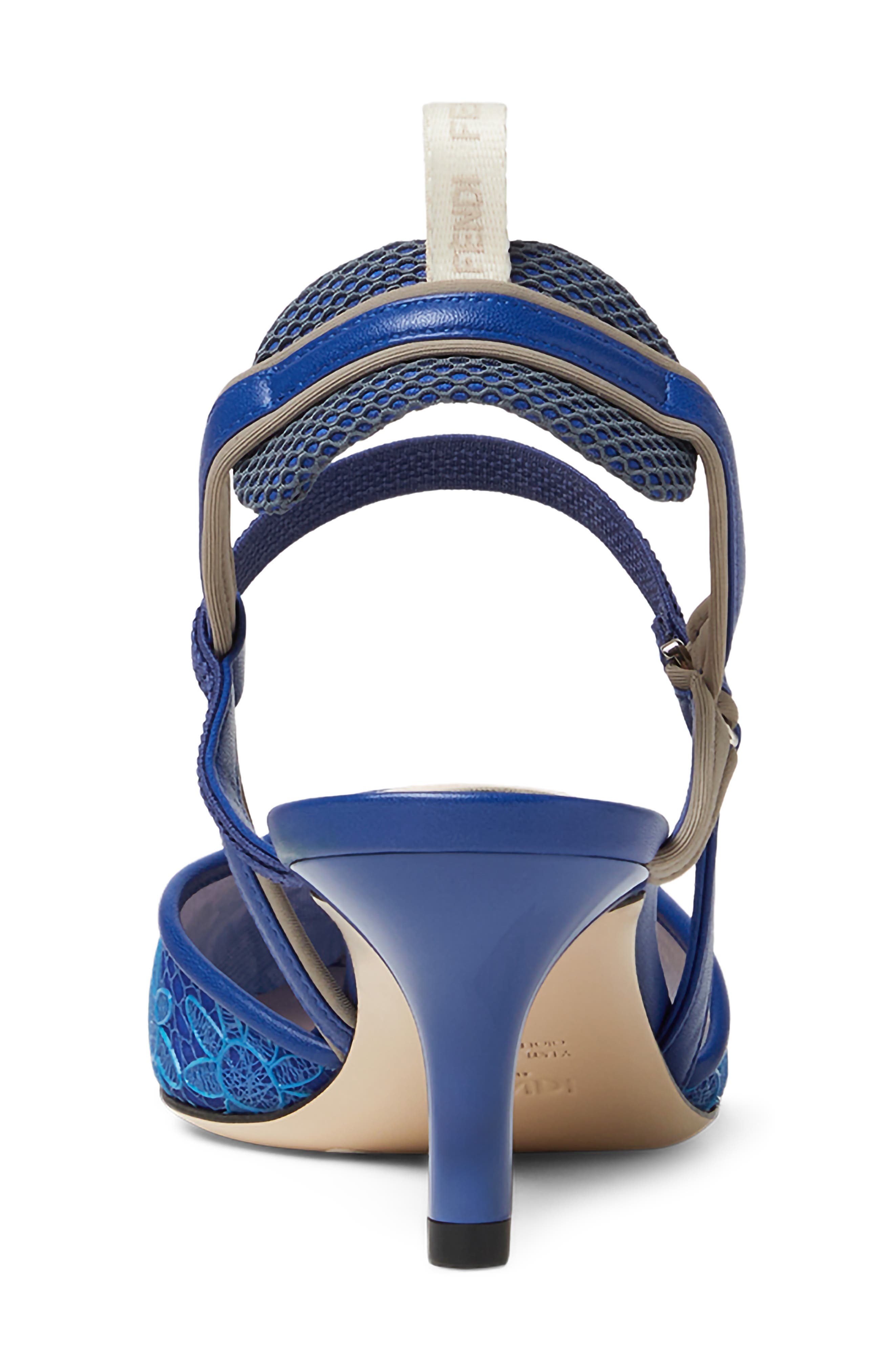 Fendi Colibri Floral Slingback Pointed Toe Pump, Alternate, color, F1vp9 Royal Lgt.acquamarin