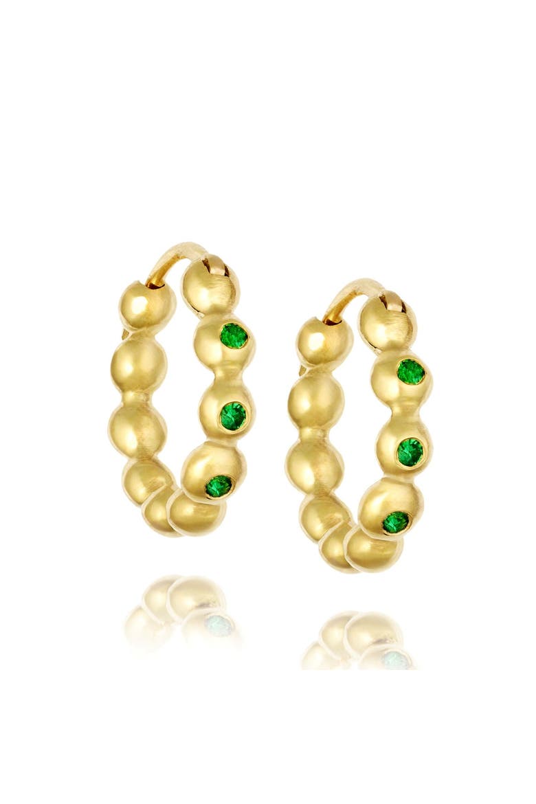 Demetra Tsavorite Hoop Earrings, Alternate, color, Yellow Gold