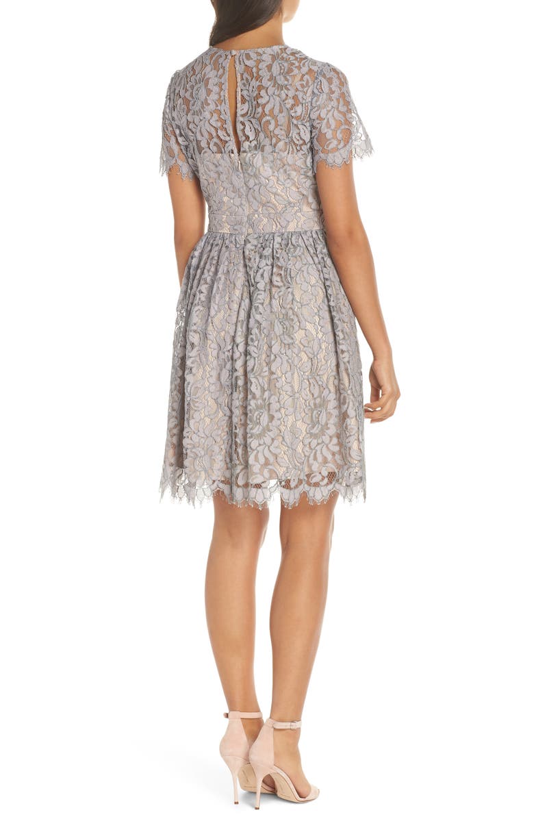 Eliza J Lace Fit & Flare Dress, Alternate, color, 