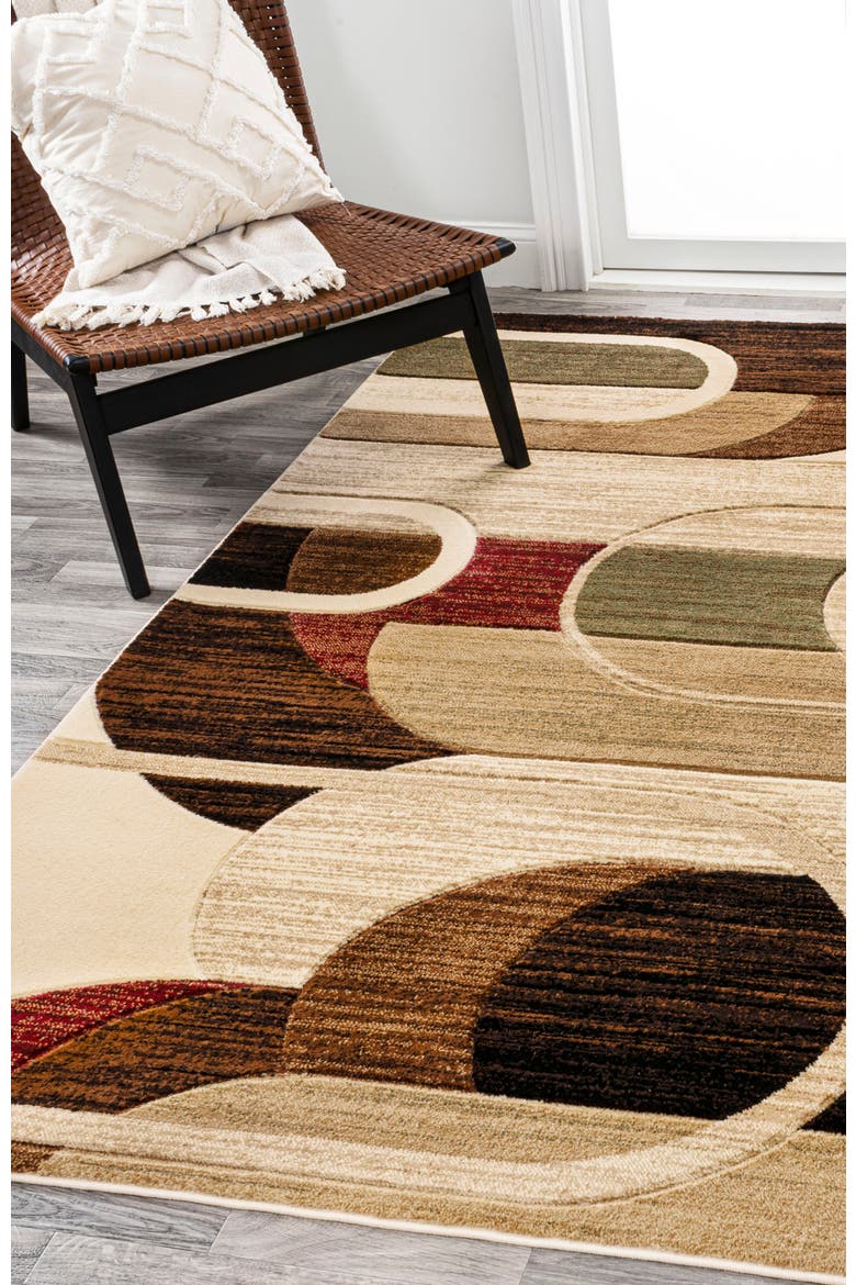Tamara Retro Abstract Arches Area Rug, Alternate, color, Cream/Brown/Red