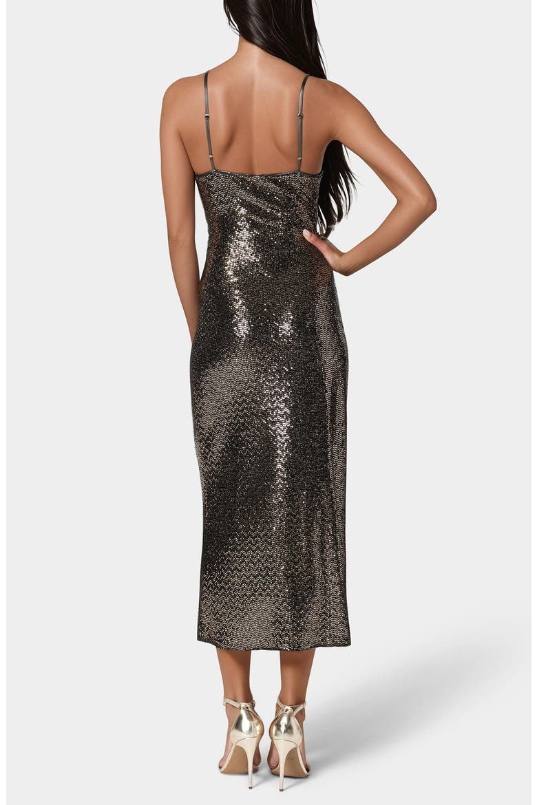 Ombré Metallic Dot Print Midi Dress, Alternate, color, GOLD / SILVER