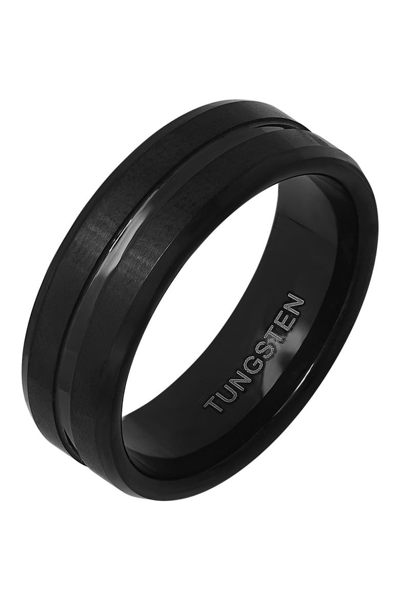 Black IP Tungsten Accented Ring, Alternate, color, BLACK