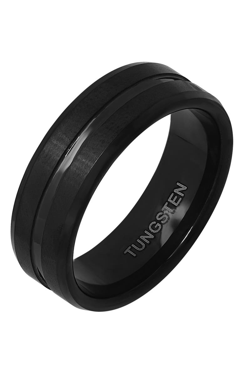 HMY JEWELRY Black IP Tungsten Accented Ring, Alternate, color, Black