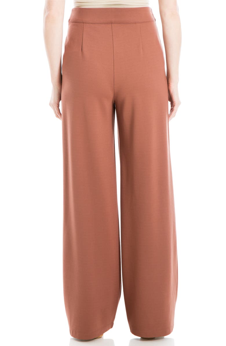MAX STUDIO Ponte Wide Leg Soft Pleat Pants, Alternate, color, Chestnut