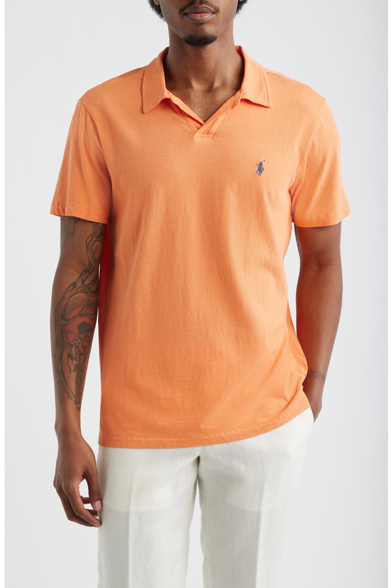 Standard Fit Cotton & Linen Polo, Main, color, RESORT ORANGE