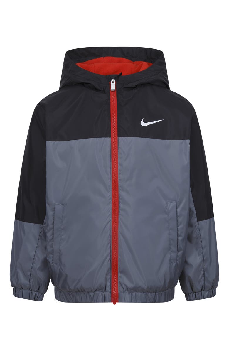 Nike Kids' Just Do It Fleece Lined Windrunner Jacket, Main, color, Smoke Grey