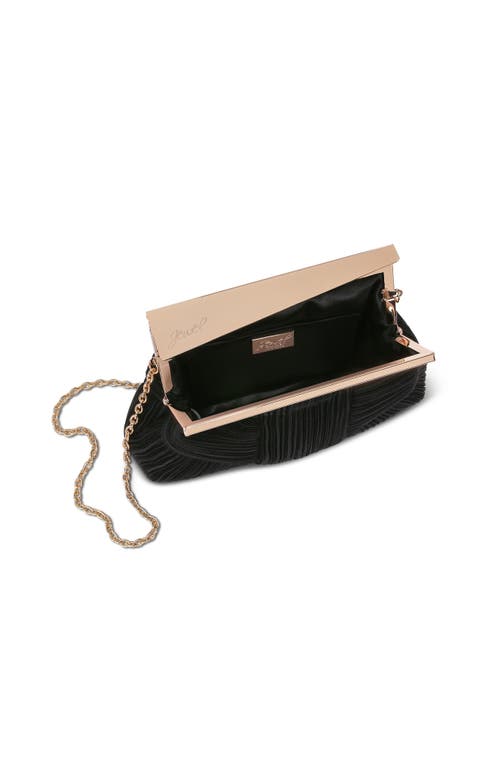 Jewel Badgley Mischka Millie Mini Pleated Clutch In Black