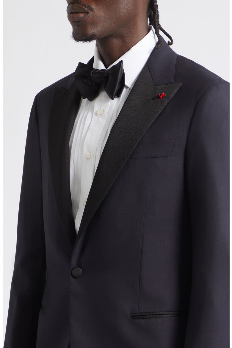 Sanita Super 160s Wool Peak Lapel Tuxedo, Alternate, color, NAVY