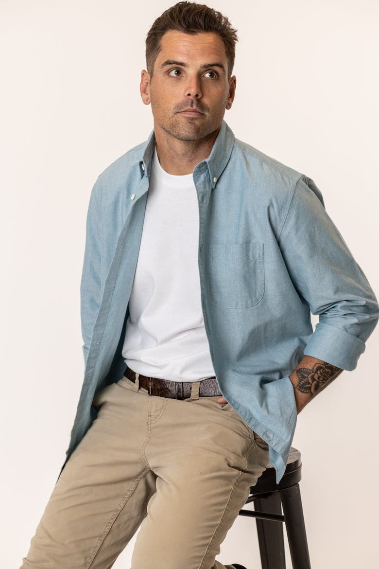 Organic Cotton Oxford Shirt, Alternate, color, Light Teal