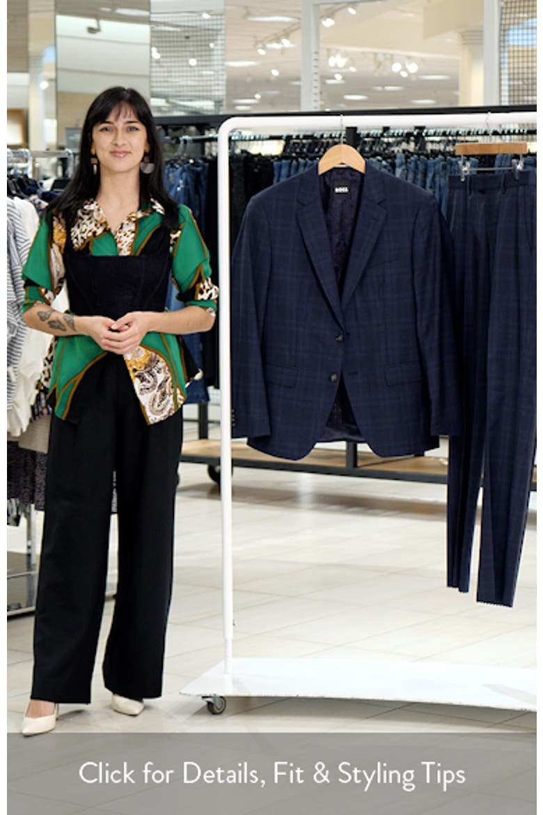 Huge Slim Fit Navy Check Virgin Wool Suit video