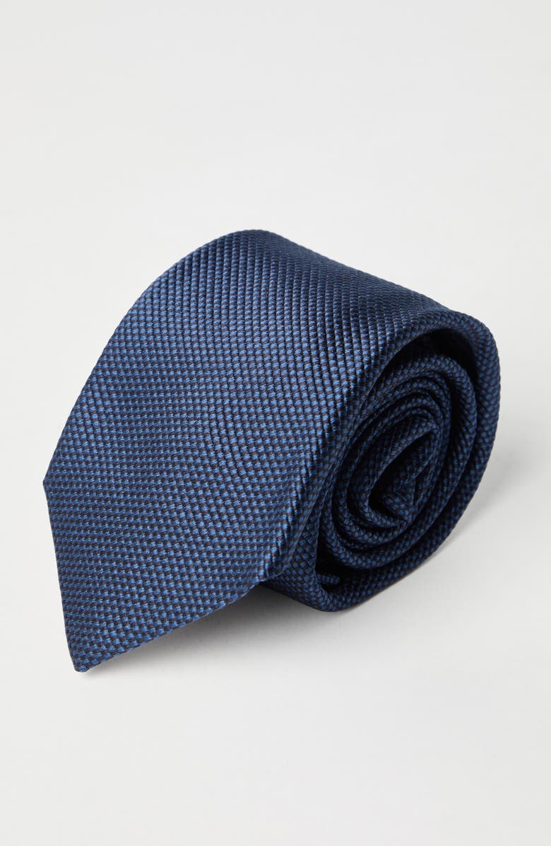 Brunello Cucinelli Textured silk twill tie, Alternate, color, Denim