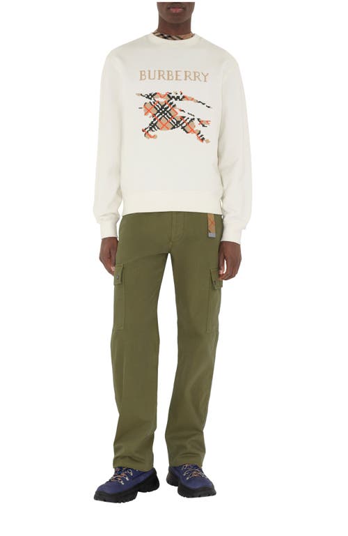 Burberry Crewneck Cotton Sweatshirt With Cross Stitch Ekd In White
