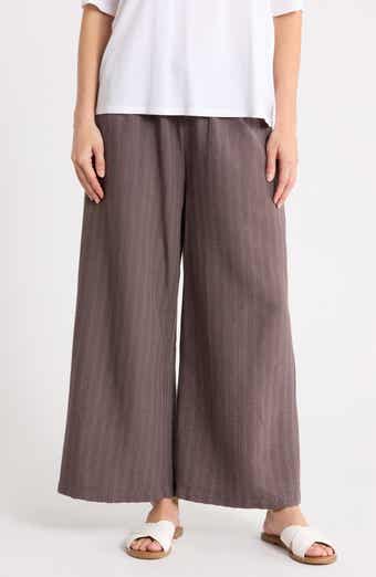 Stripe Organic Cotton Blend Crop Wide Leg Pants