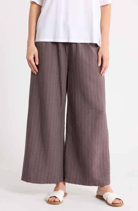 Stripe Organic Cotton Blend Crop Wide Leg Pants