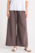 Eileen Fisher Stripe Organic Cotton Blend Crop Wide Leg Pants