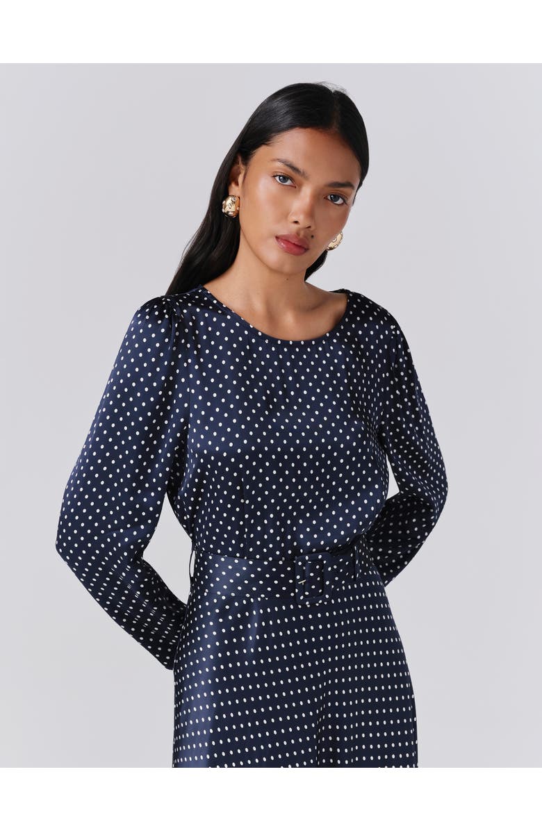 Ghost London Sophia Polka Dot Belted Midi Dress, Alternate, color,
