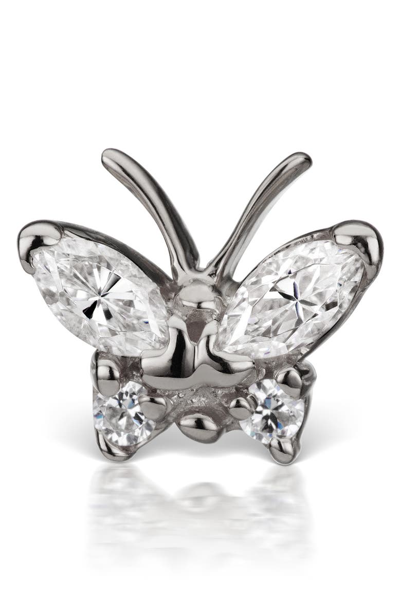 MARIA TASH Diamond Butterfly Threaded Stud Earring, Alternate, color, 