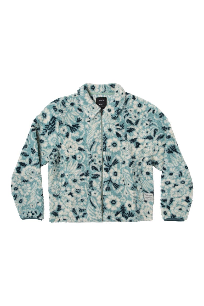 Groove Floral Fleece Jacket, Alternate, color, SPINACH