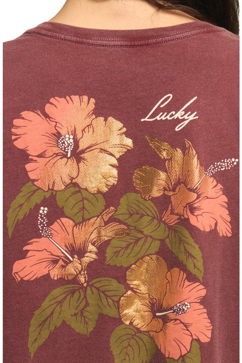 Hibiscus Boyfriend T-Shirt, Alternate, color, OXBLOOD RED