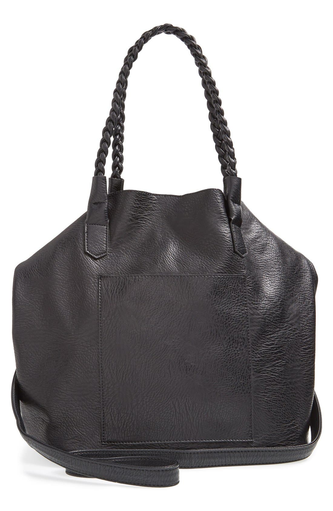 Street Level Slouchy Faux Leather Tote with Pouch, Alternate, color, 