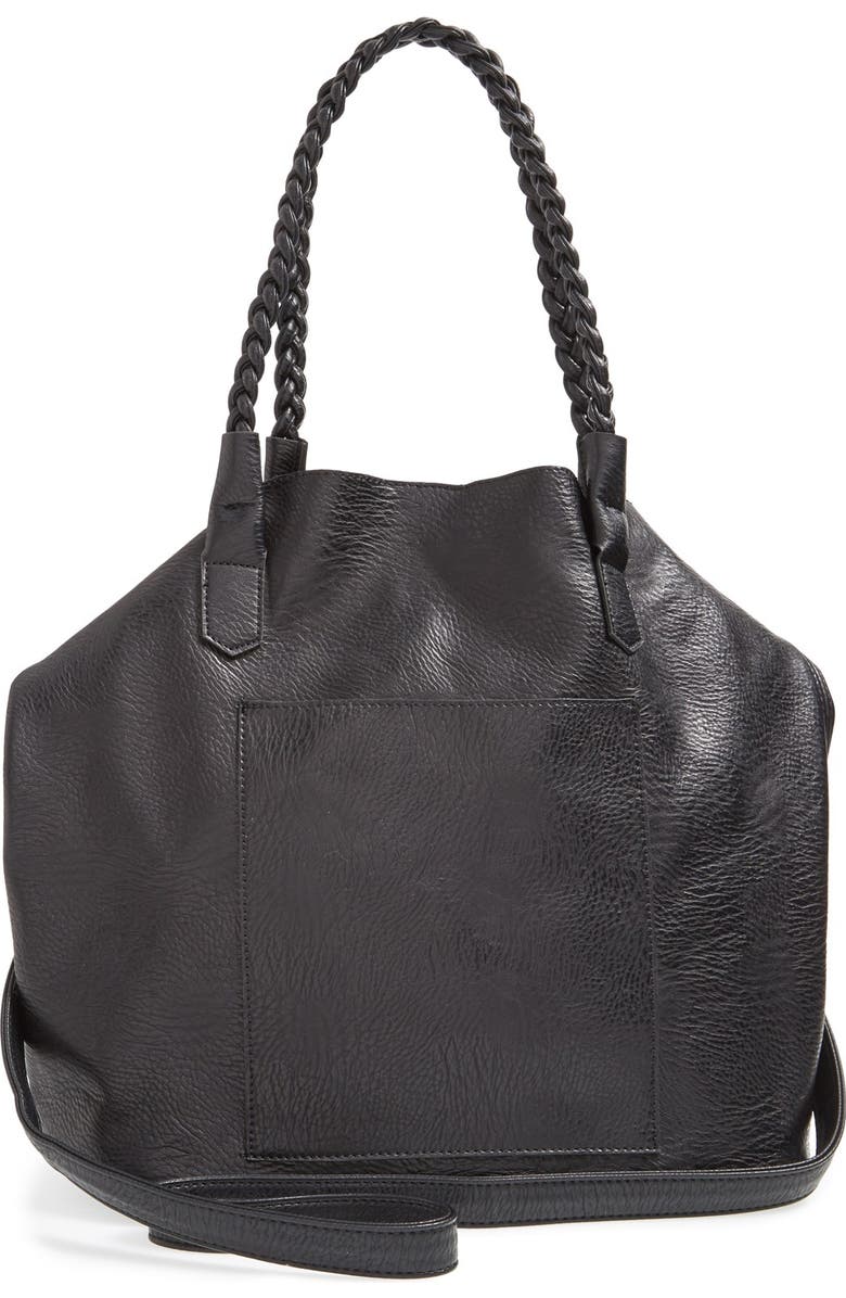 Street Level Slouchy Faux Leather Tote with Pouch, Alternate, color,