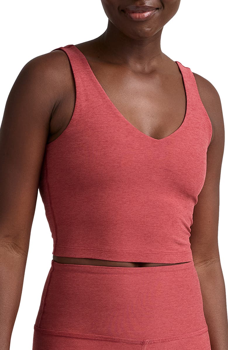 Beyond Yoga Good Day Space Dye Crop Tank, Main, color, Faded Rose Heather