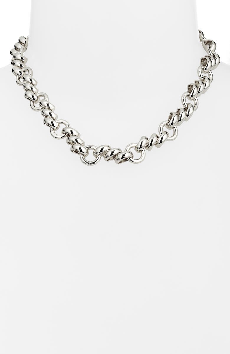 Nordstrom Fancy Staggered Chain Necklace, Alternate, color, Rhodium