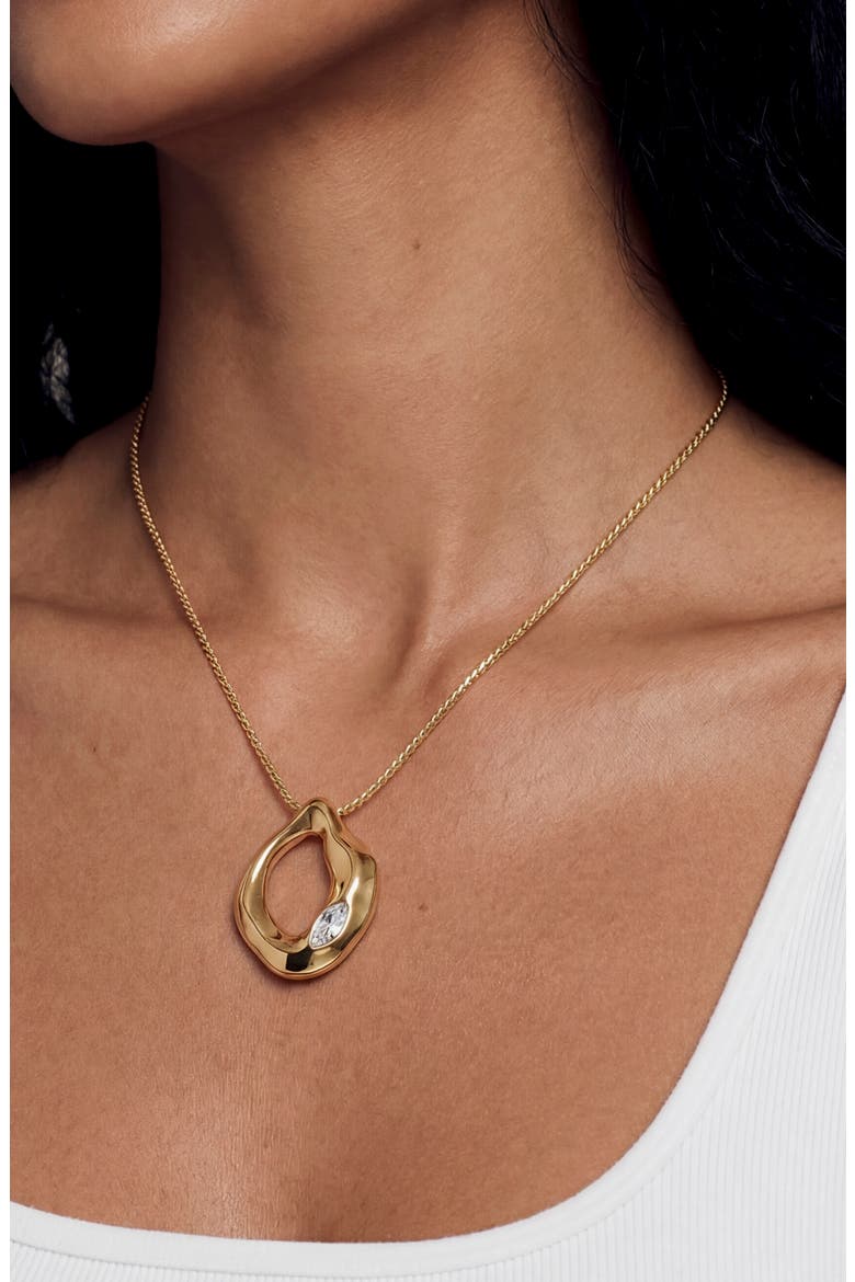 Molten Crystal Pendant Necklace, Alternate, color, GOLD