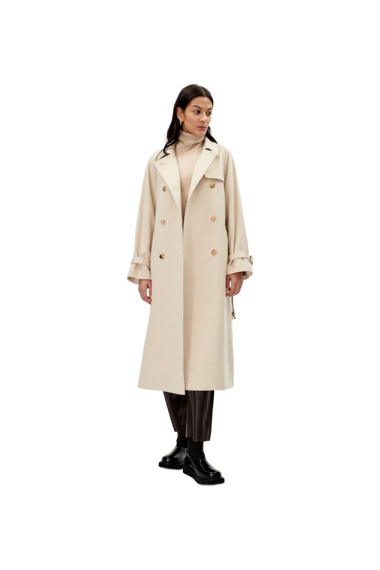 Cashmere Double Breasted Trench Coat, Alternate, color, beige