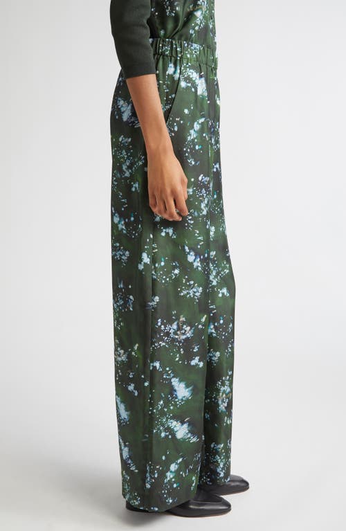 Lafayette 148 New York Riverside Splattered Glaze Print Silk Twill Wide Leg Pants In Multi