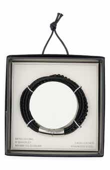 NORDSTROM RACK Men's Faux Leather & Bead Bracelet