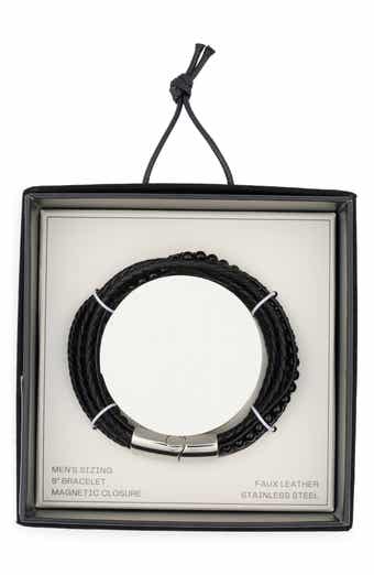 NORDSTROM RACK Men's Faux Leather & Bead Bracelet