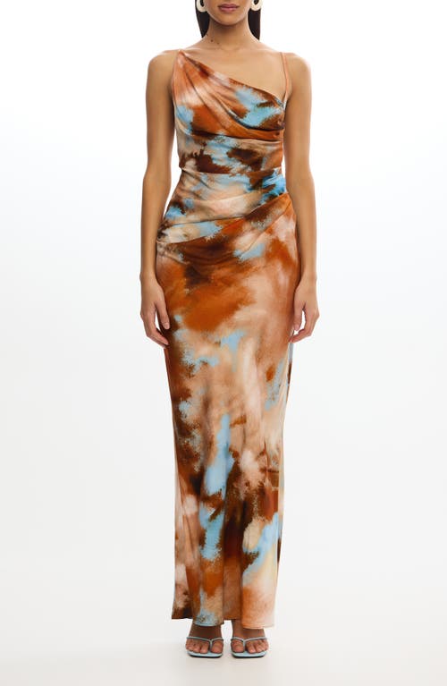 Significant Other Rhode Abstract Asymmetric Neck Gown In Brown