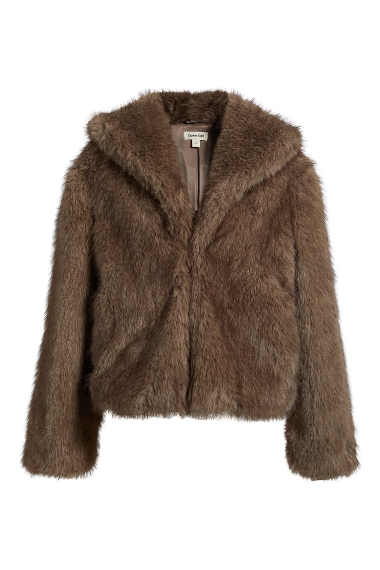 Faux Fur Jacket, Main, color, TAN COBBLESTONE