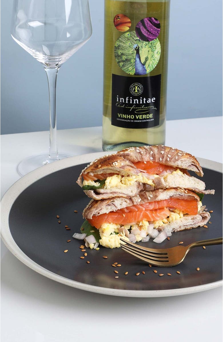 Stone Lain Serenity Stoneware 4-Piece Dinner Plate Set, Alternate, color, Dark Gray And Cream