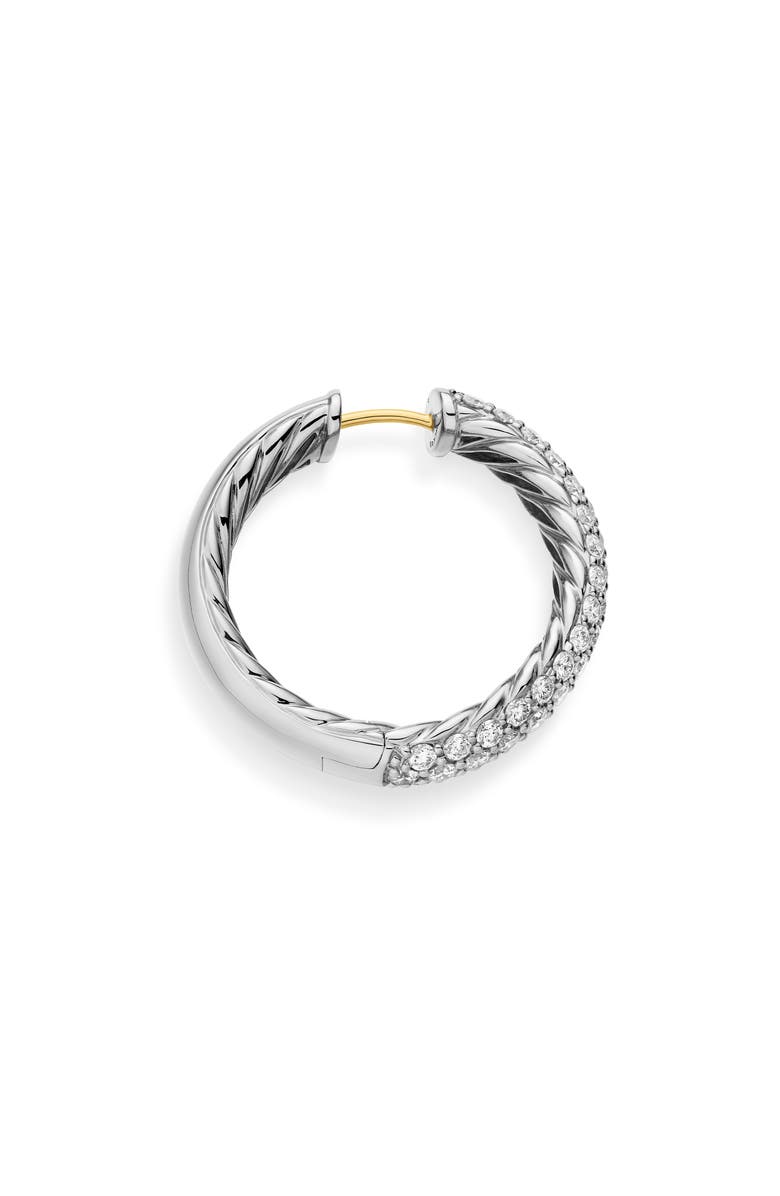 David Yurman Sculpted Cable Hoop Earrings in Sterling Silver with Pavé Diamonds, Alternate, color, Sterling Silver