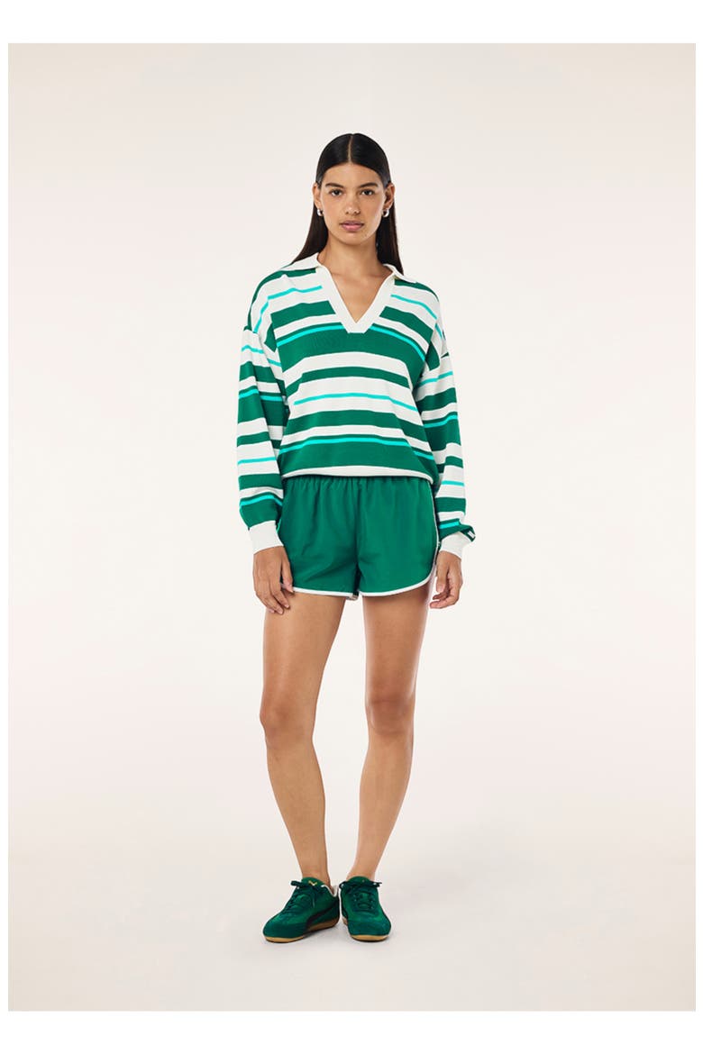 Retreat Stripe Johnny Collar Sweater, Alternate, color, COLLEGE GREEN STRIPE