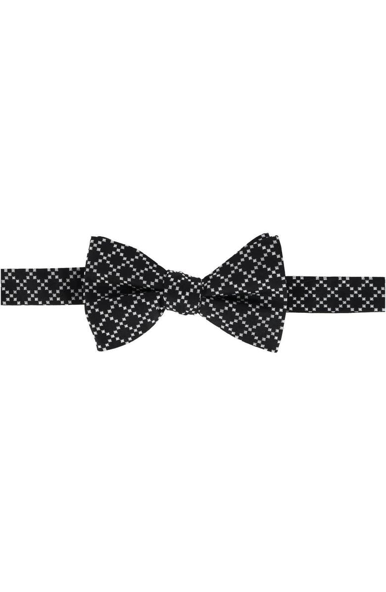 Trafalgar Rowan Geometric Pattern Silk Bow Tie, Main, color, Black
