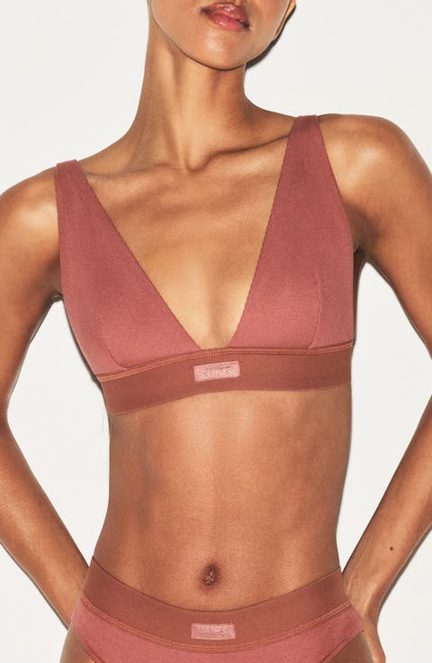Stretch Cotton Rib Plunge Bralette (Regular & Plus)