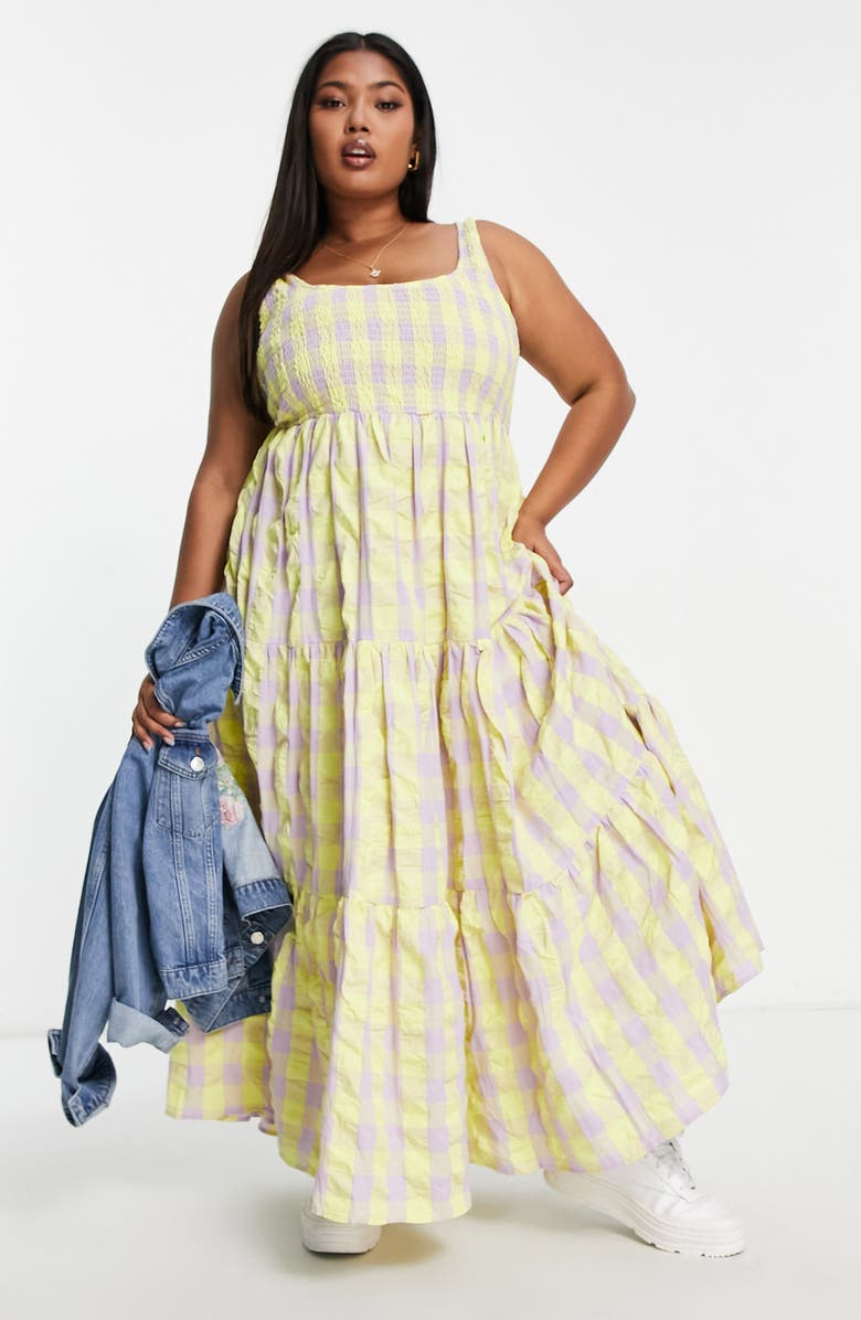 ASOS DESIGN Curve Gingham Cotton Maxi Sundress, Alternate, color, 