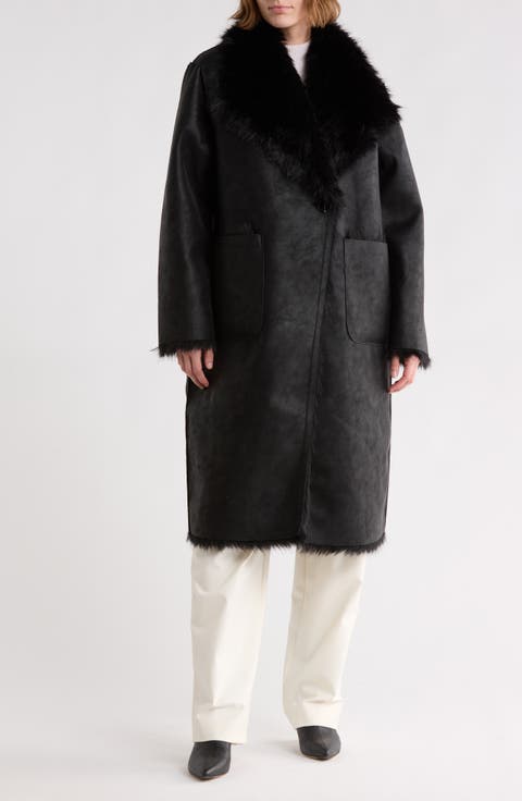 Padma Reversible Faux Leather & Faux Fur Coat