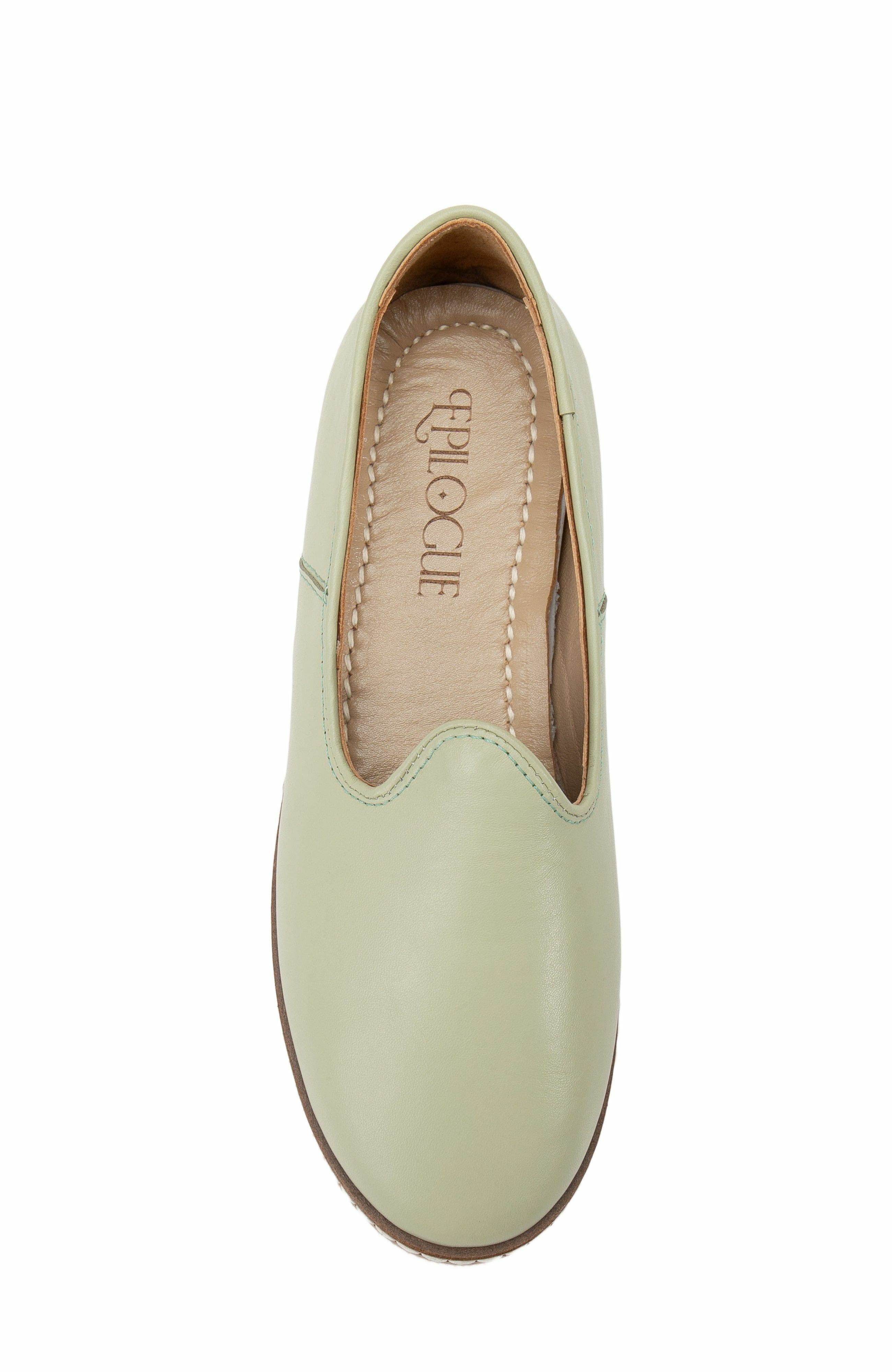 Dalya Leather Slip On Flats, Alternate, color, Sage Green Leather
