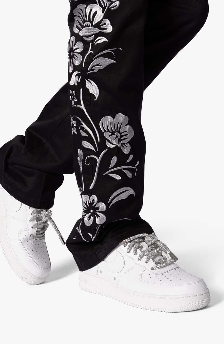 mnml B690 Floral Embroidery Flare Leg Jeans, Alternate, color,