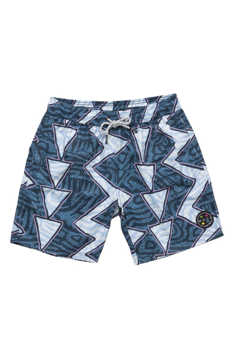 Maui & Sons Coaster Geo Print Microfiber Swim Trunks, Alternate, color, 