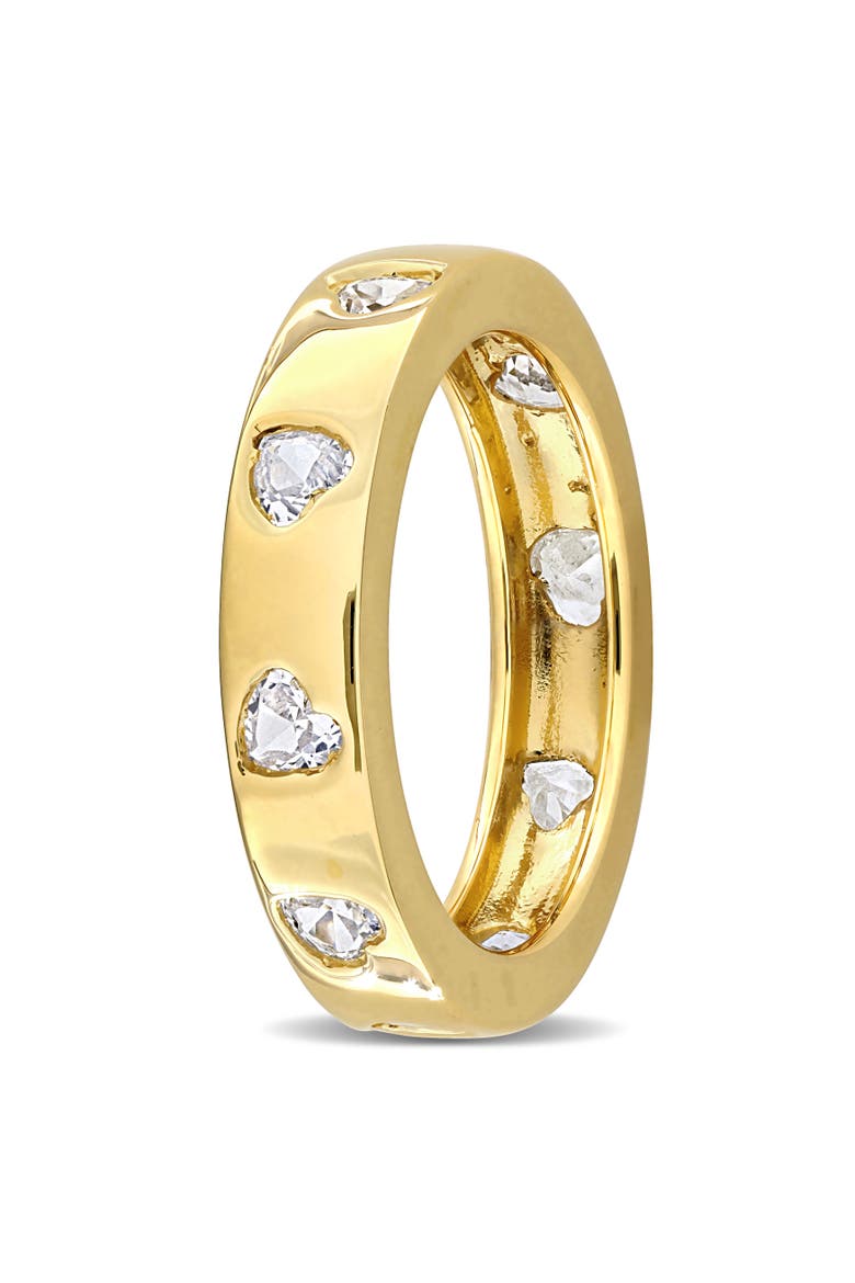 Lab-Created Gemstone Heart Eternity Ring, Alternate, color, White Sapphire