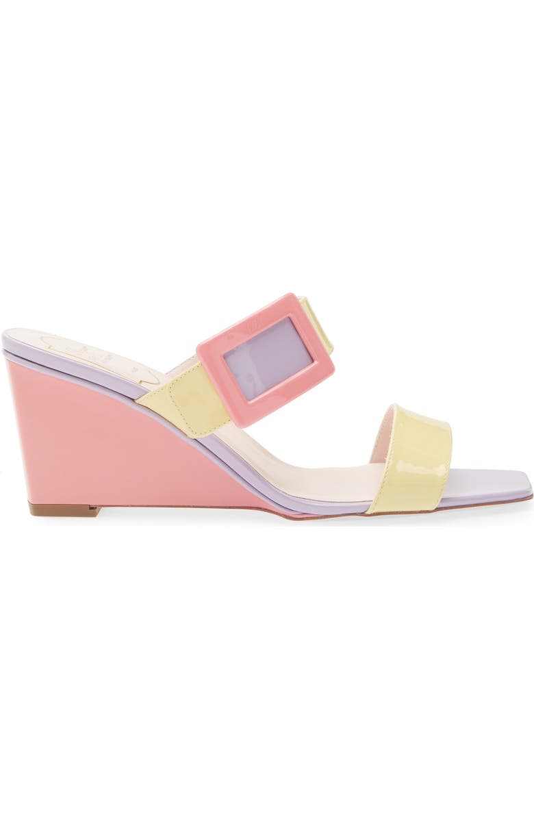 Roger Vivier Belle Vivier Colorblock Wedge Sandal, Alternate, color, Yellow/ Violet/ Pink