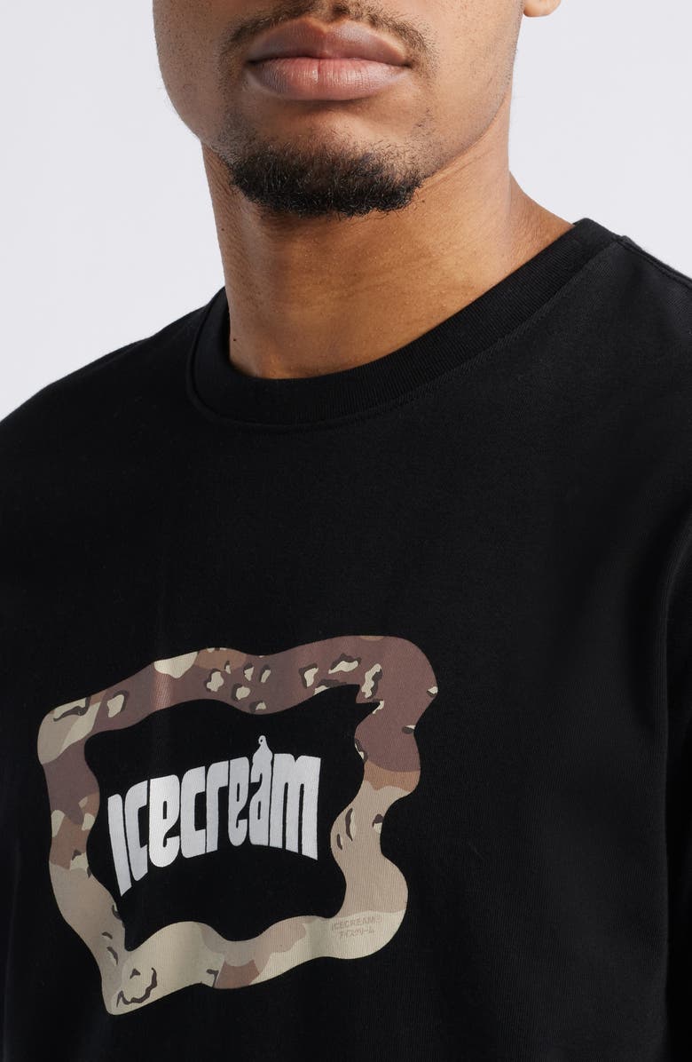 ICECREAM Dessert Camo Logo Graphic T-Shirt, Alternate, color, Black